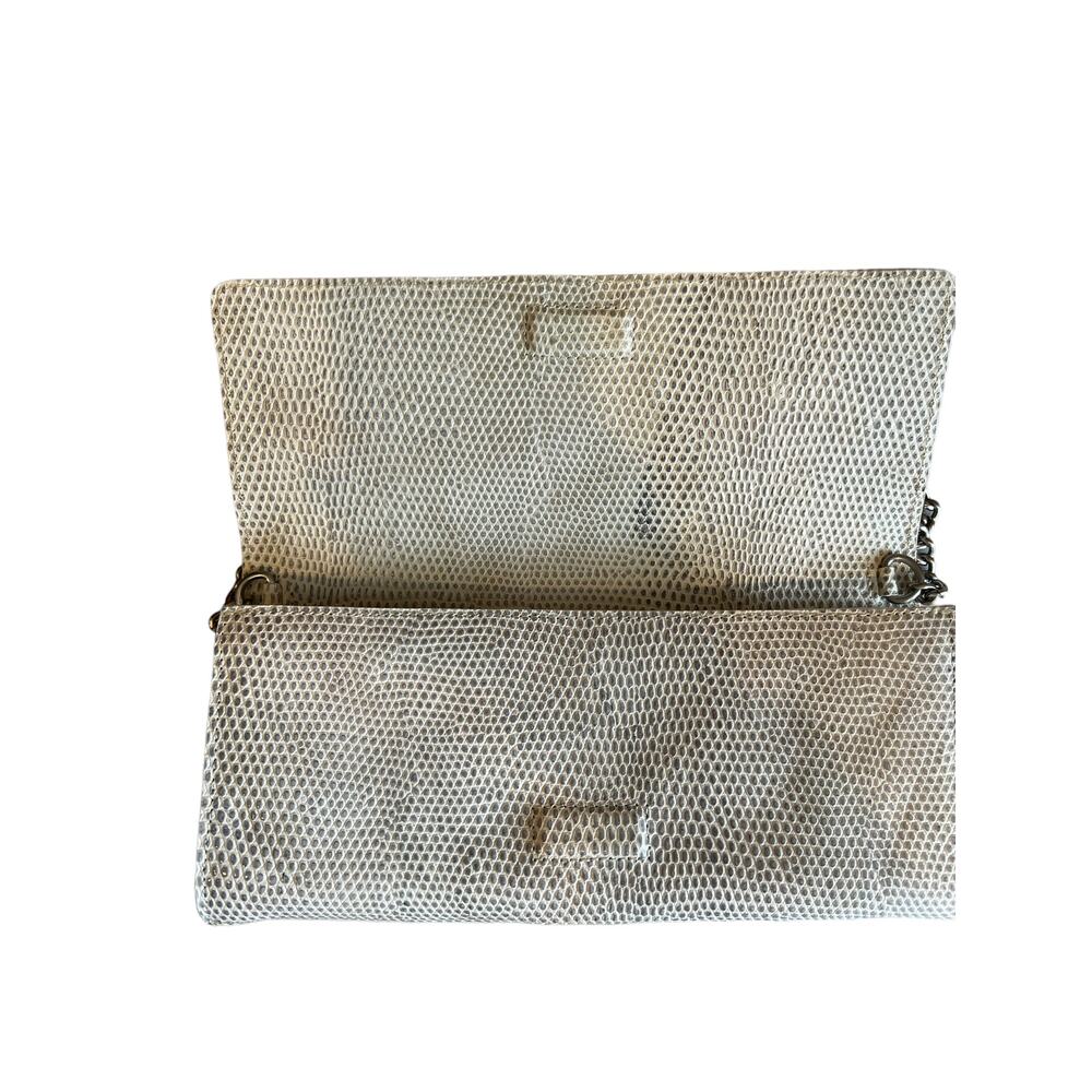 Ann Taylor white python leather shoulder bag chai… - image 4